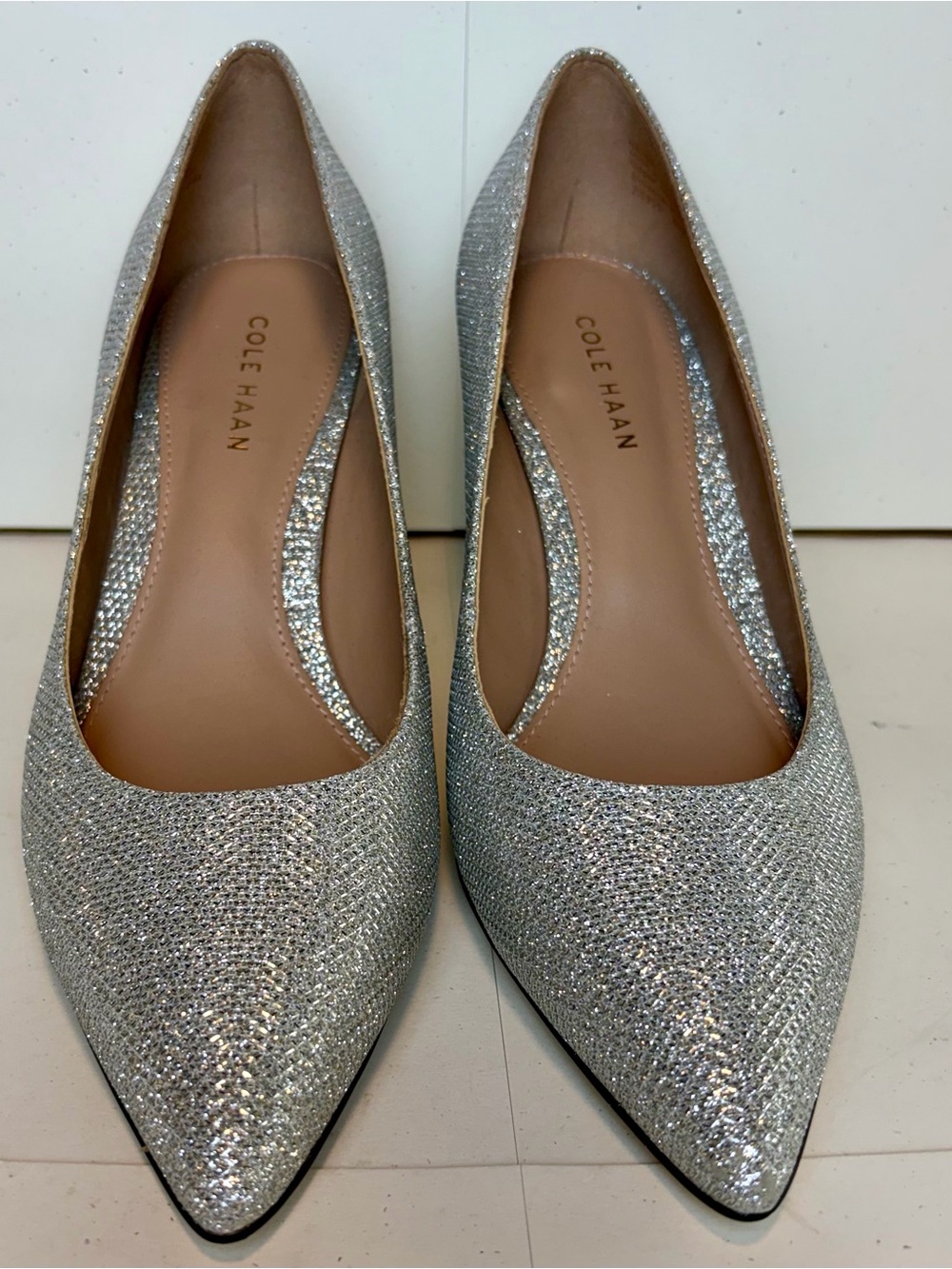 New Cole Haan Grand 360 Sparkling Silver Pointed Toe Pumps size 7.5